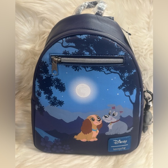 New Loungefly Disney Lady & The Tramp Moonlight Stroll Scene Mini Backpack main image 8